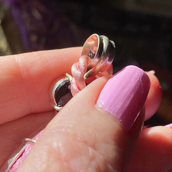 Solar Quartz Druzy & Garnet Ethnic Sterling Silver Pendant Necklace - Picture 8 of 8